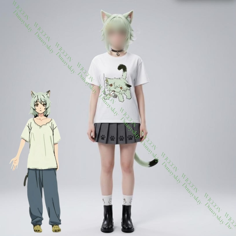 Anime Merchandise T-Shirts - Chainsmoker Cat Yaniko Satou Cute Print